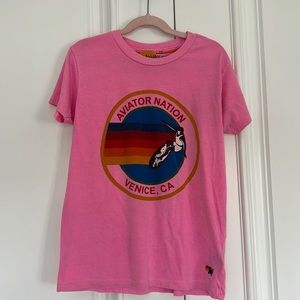KID'S AVIATOR NATION TEE - NEON PINK